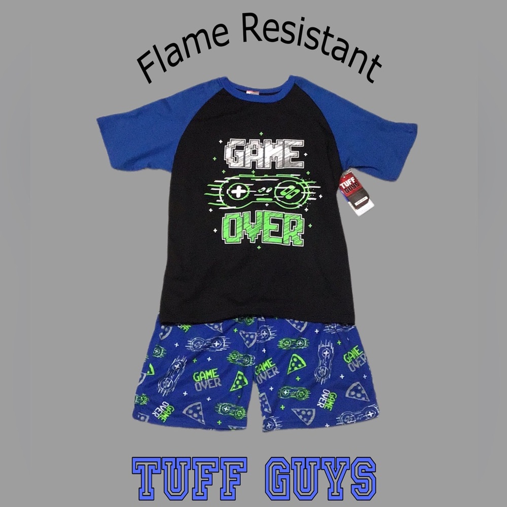 NWT TUFF GUYS 2-Piece Boys Flame Resistant Sleepwear, Size‎ 14/16
